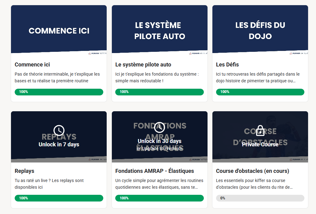 Les parcours et les contenus disponibles dans le Dojo